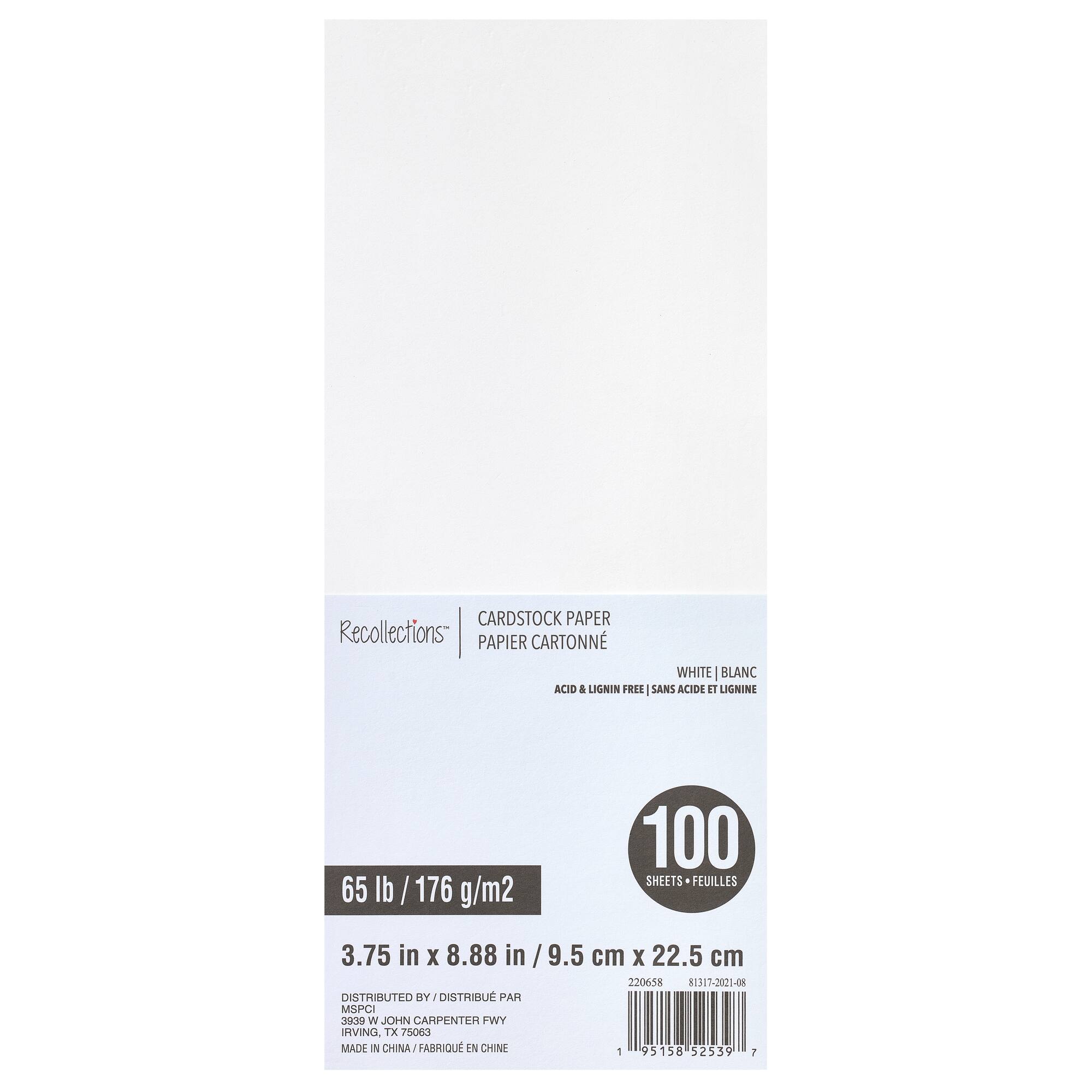 3.75" x 8.875" White Cardstock by Recollections™, 100 Sheets